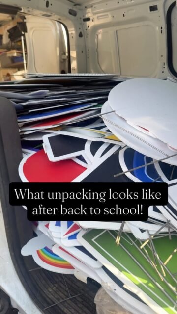 Back-to-School Aftermath 😂📚
This is what “we made it through back-to-school season” looks like! 😅 Letters stacked high, signs packed tight, and the van officially looking like a rolling alphabet warehouse.
Now comes the fun part… sorting it all back out! 😂
#signlady #dmvyardcards #yardcards #maryland #backtoschool smallbusiness behindthescenes
