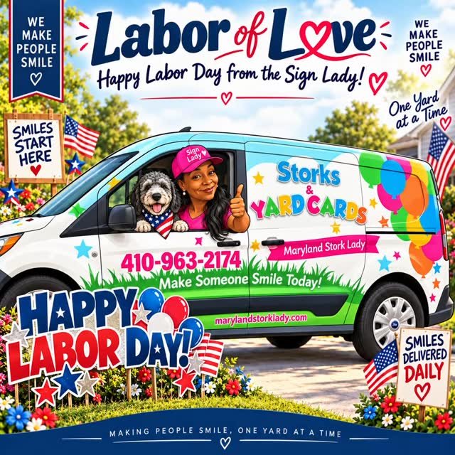 Making Smiles Our Labor of Love 🇺🇸❤️
Happy Labor Day! Today we celebrate the hard work behind every big moment, every yard, and every smile. We’re grateful for the families, schools, businesses, and communities that allow us to do what we love—making people smile, one yard at a time. 😊✨
#LaborDay #SmallBusiness #MakingPeopleSmile #signlady #dmvyardcards yardcards maryland
